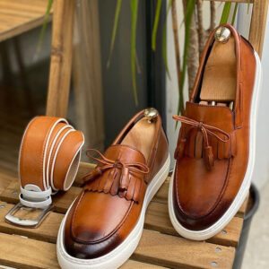 Bay Brown Tassel Men Leather Loafers