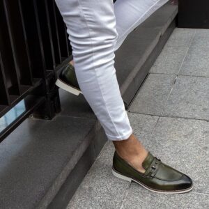 Green Tally Leather Loafers