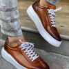 Brown Trend Lace Leather Sneakers