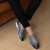 Grey Tally Leather Loafers