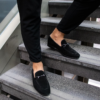Black Gill Suede Leather Loafers