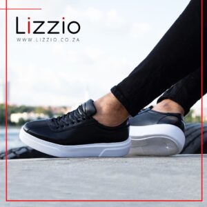Black Trend Lace Leather Sneakers