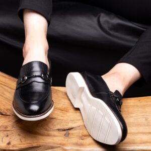 Black Tally Leather Loafers