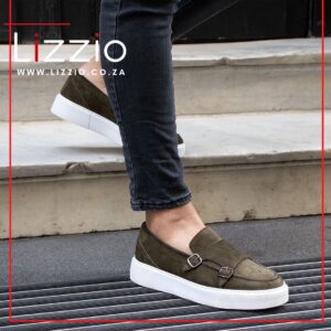 Olive Green Space Suede Men Leather Loafers