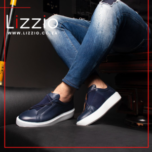 Navy Blue Rebel Leather Sneakers