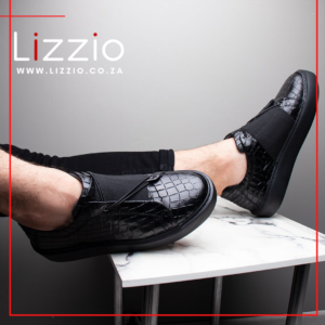 Black Croco Rebel Leather Sneakers
