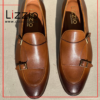 Coffee Brown Saturn Leather Monks Loafers