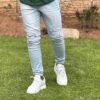L141 Ripped Skinny Stretch Jeans – Light Blue