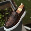 Coffee Brown Croco Ben Leather Loafers